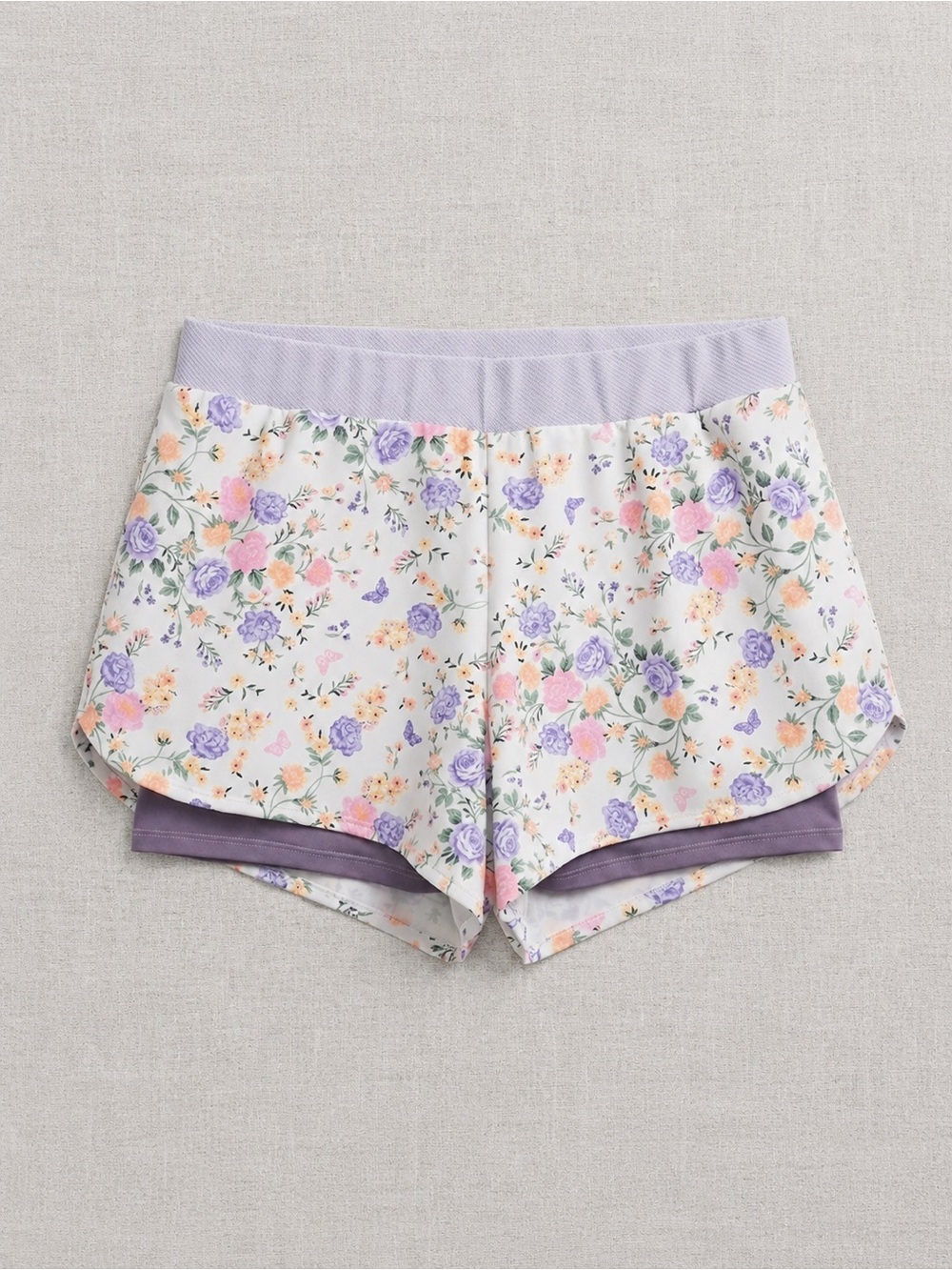 Maaji Lavender Floral Athletic Shorts - Picture 1 of 3
